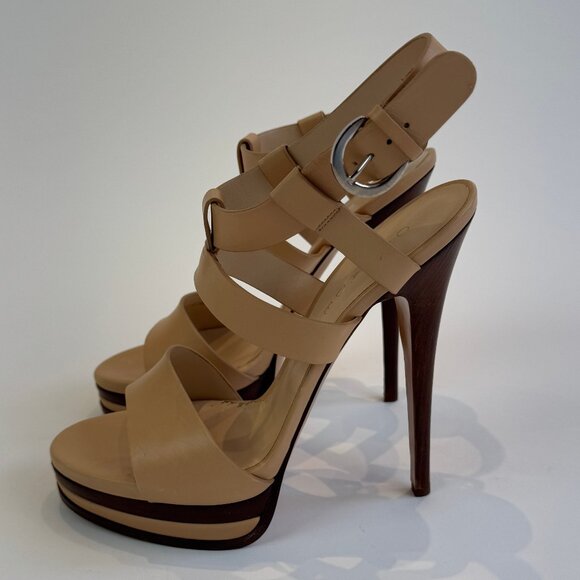 Casadei Tan and Brown Platform Sandals, US 10 - Picture 4 of 16